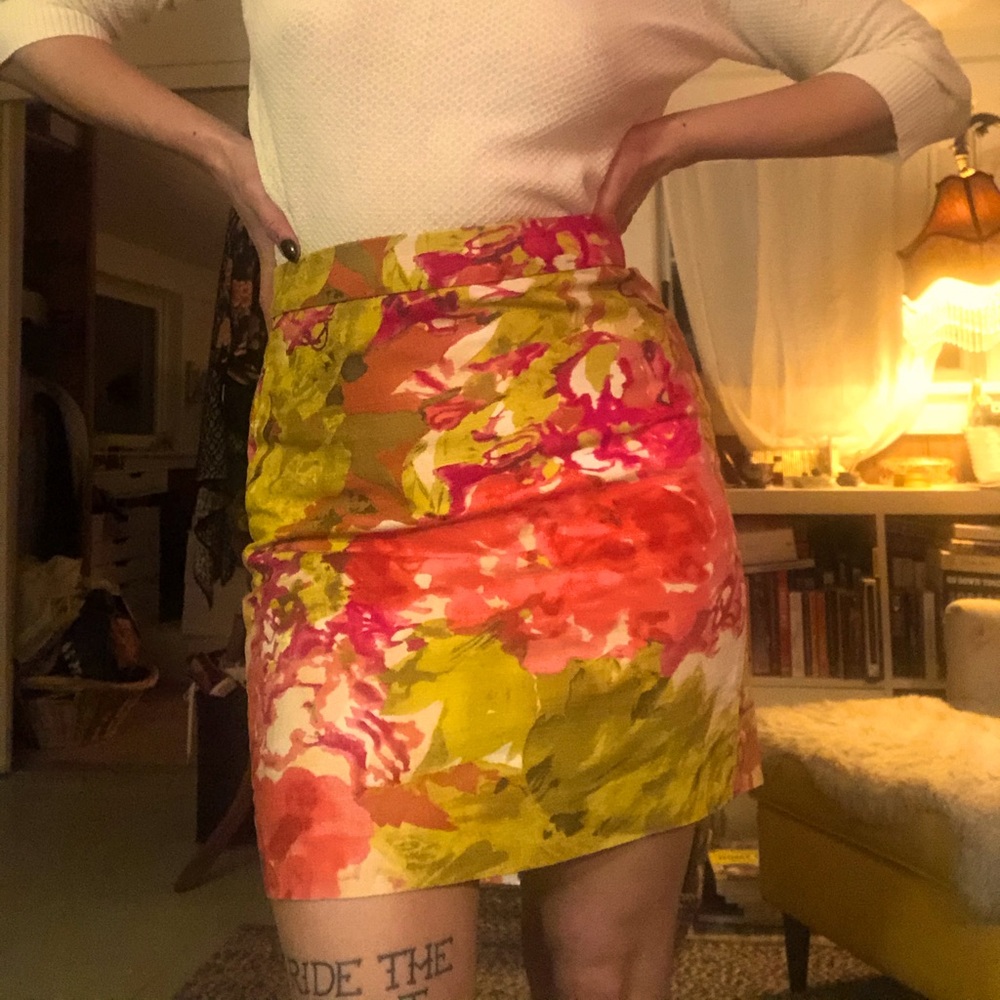 J. Crew petite floral pencil skirt
